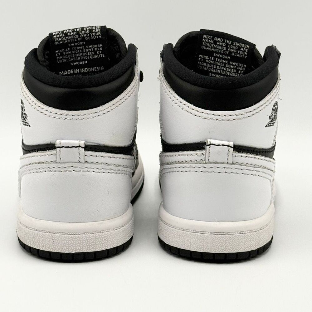 Nike Air Jordan Retro 1 OG High Top Panda Black White Lace Up Toddler Sneakers - - Picture 5 of 14